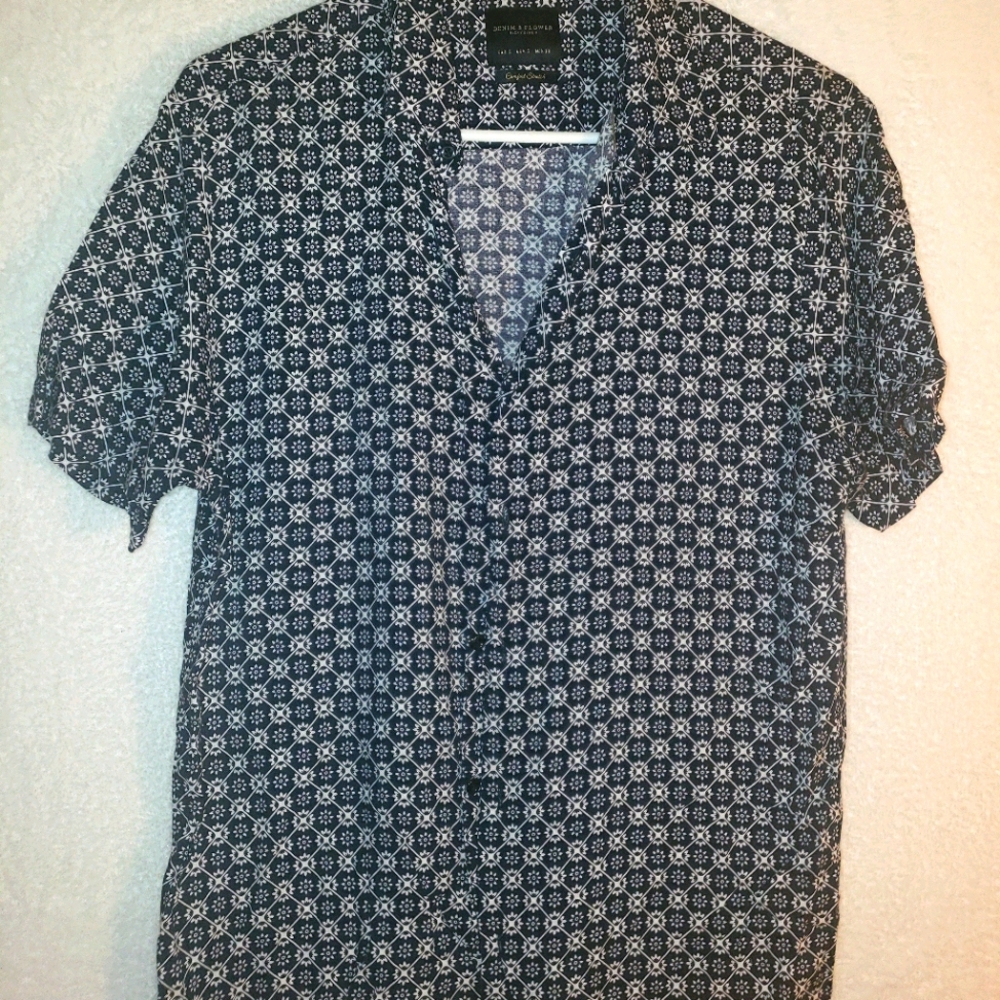 Denim & Flower Short Sleeve Shirt